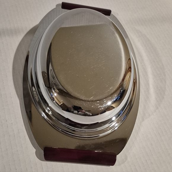 GOURMATES GLO-HILL Vintage Chrome Lidded Serving Dish with Glass Divided Insert - Picture 9 of 14